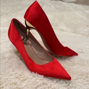 Elegant Red Satin Heels